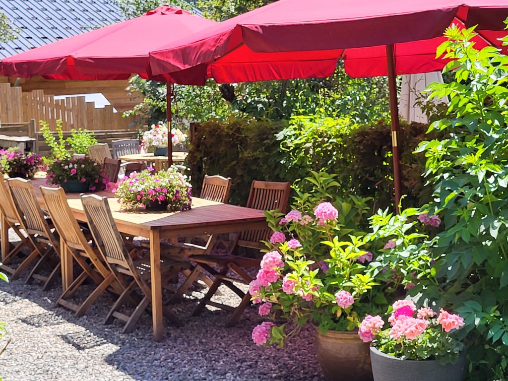 Terras met bloemen